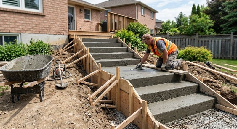 Poured Steps Installation in Goshen, OH